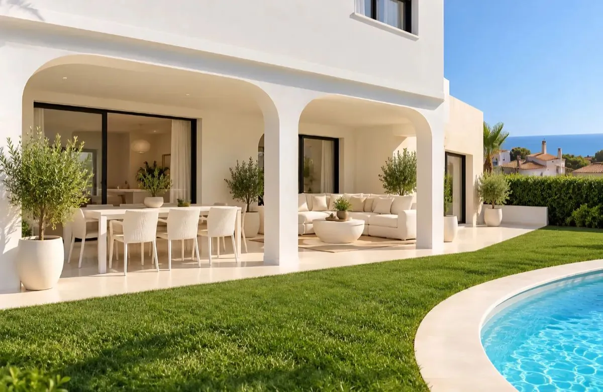 Porche y jardín de la casa proyectada en Canet de Mar